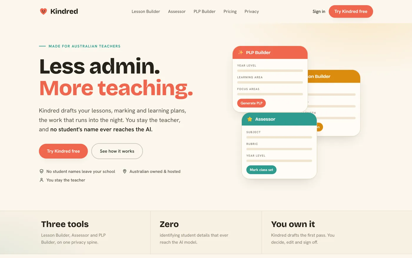 Kindred: The product front end the school tools live in.