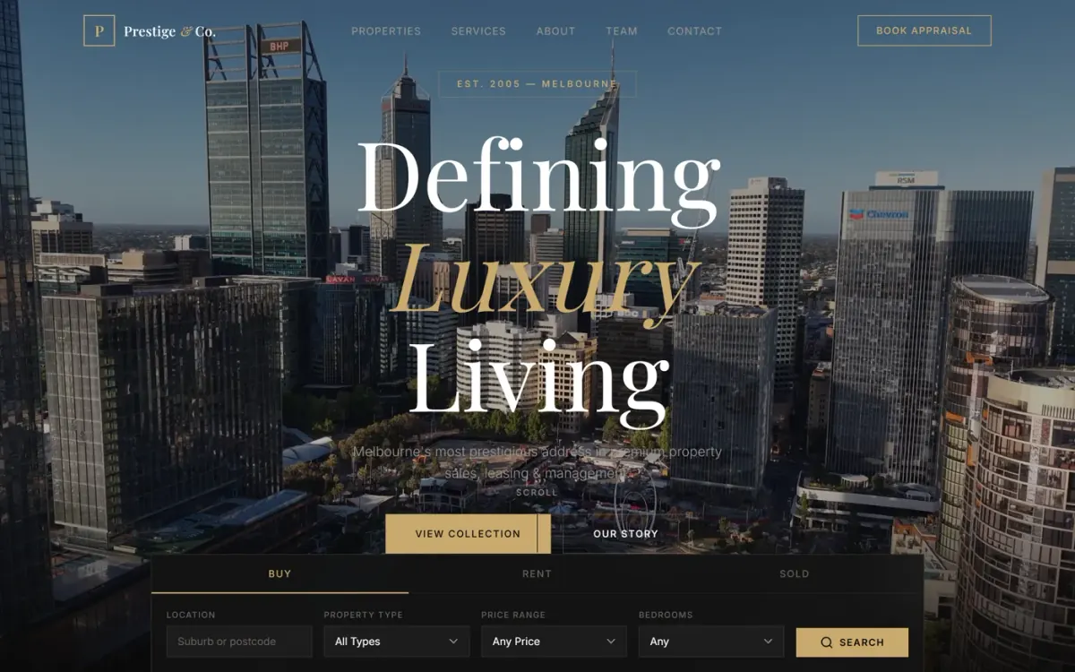A demo website built by Burl, shown full width
