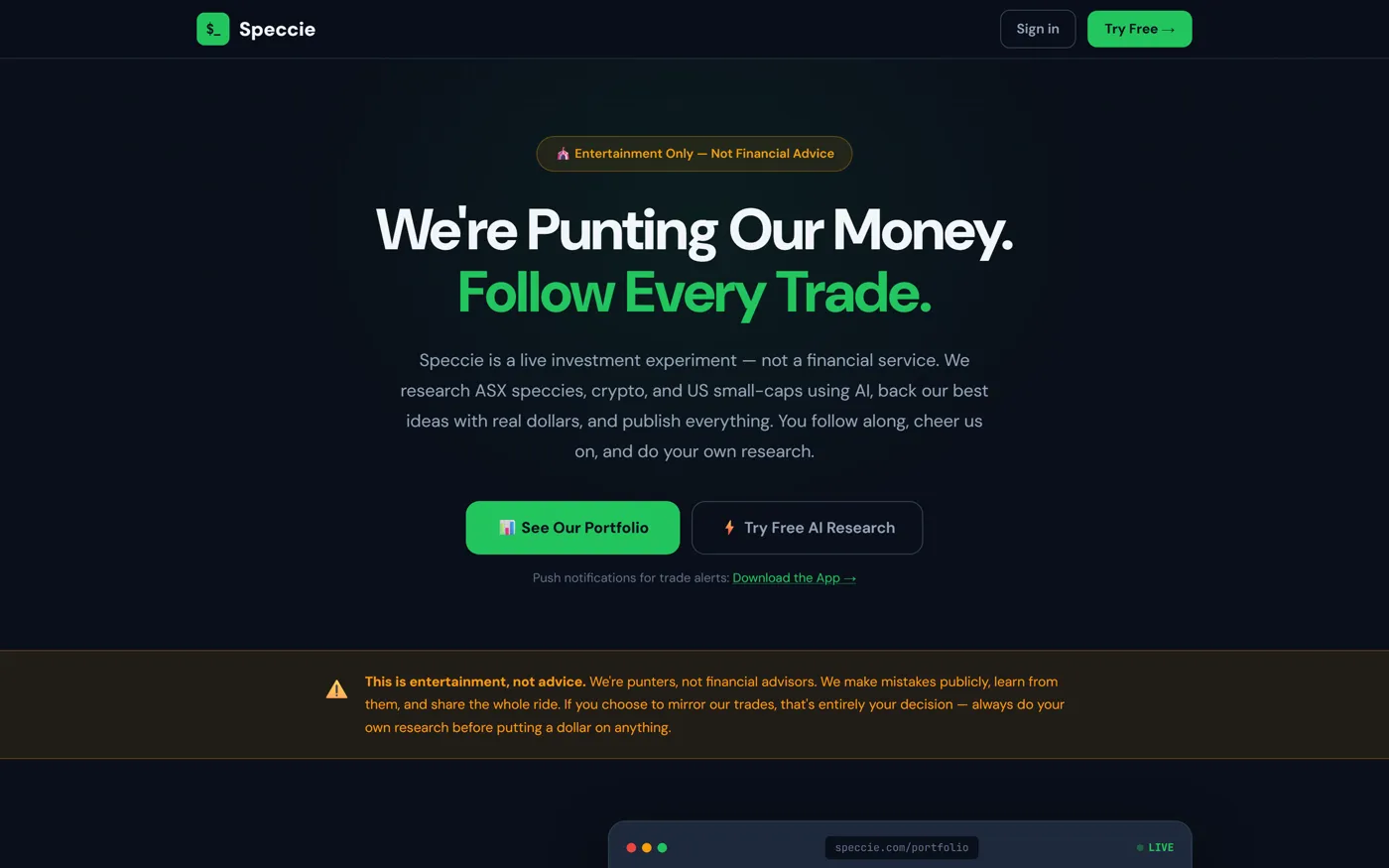 Speccie website